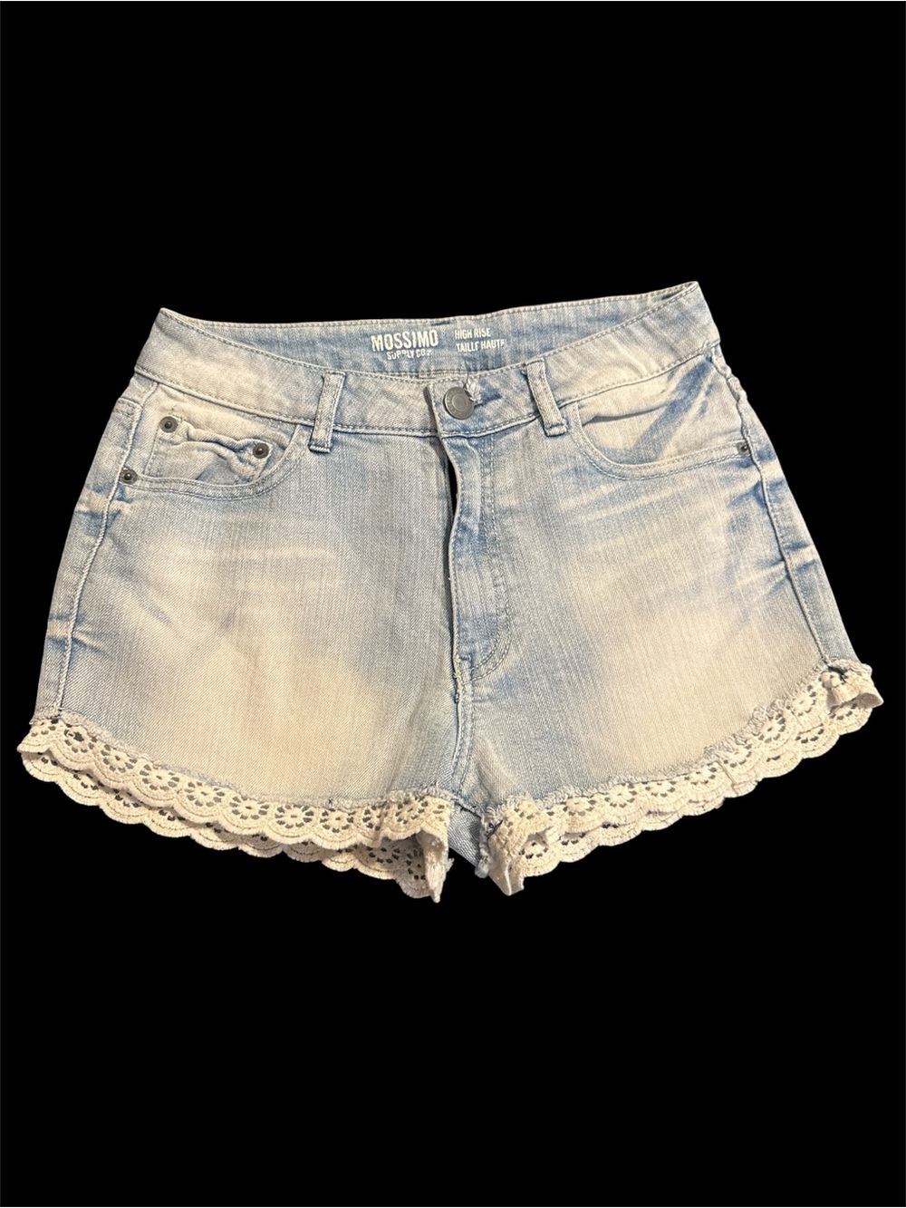 Mossimo Supply Co. Light Wash Denim Crochet Hem Shorts - Light Blue